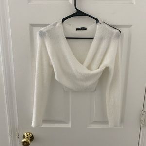 Shein white fuzzy top